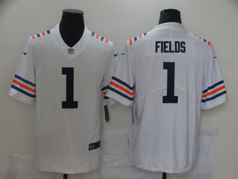 Men Chicago Bears 1 Fields White New Nike Vapor Untouchable Limited 2021 NFL Jersey